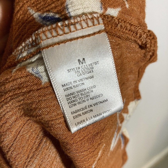 5/$25 Paper Crane Anthropologie Women’s M Burnt Orange Floral Tank Top Tiered - Picture 5 of 6